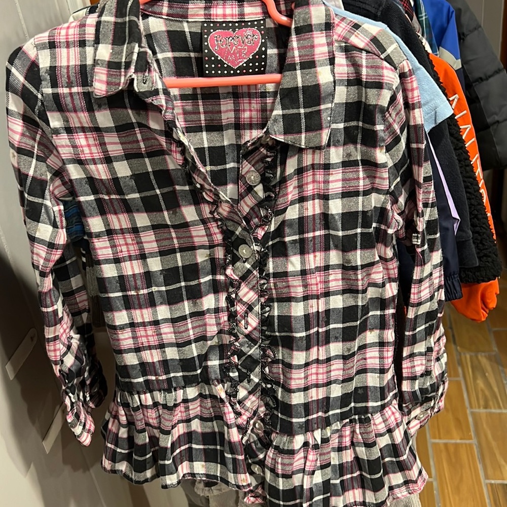 Forever Me Black/pink/white Plaid Shirt